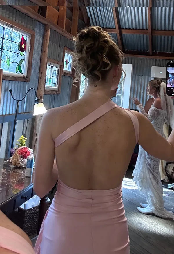 Pink Backless Stretch Dress - Image 3
