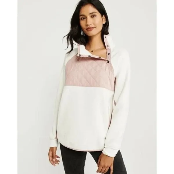 Abercrombie & Fitch‎ Asymmetrical Snap Up Fleece Sweatshirt XXS - Image 2