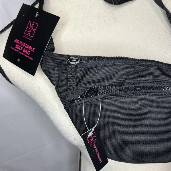 No Boundaries Adjustable Belt Bag Fanny Pack One Size Black Double Zip NEW - Image 2