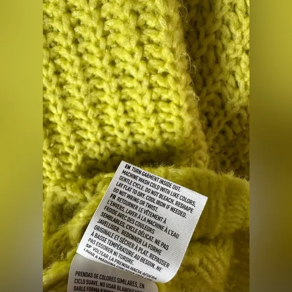 American Eagle Chunky Open Knit Cropped Sweater XS‎ Chartreuse Lime Green - Image 7