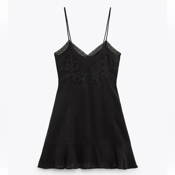 Nwt Zara Embroidered Mini Dress Size M - Image 7
