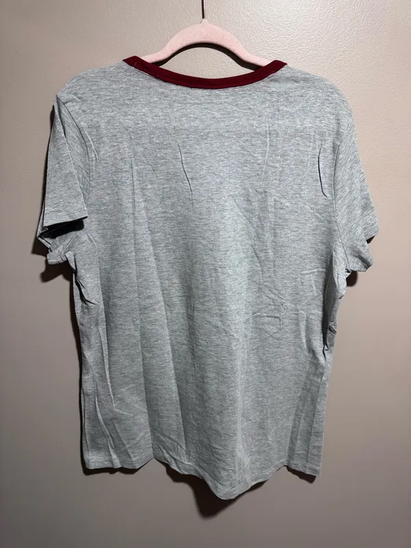 Women's Harley-Davidson Gray Tee with Maroon Neckline and Anniversary Logo XL - Image 2