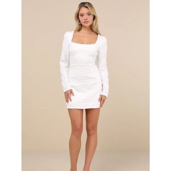 Lulus White Jacquard Elevated Icon Mini Dress Sz.M NWT - Image 3