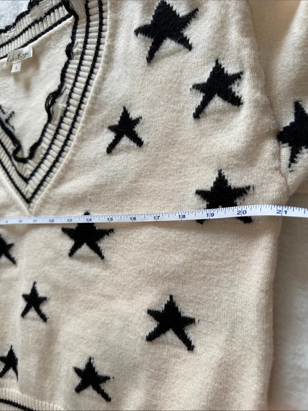 Rock N Rags THE SWEET LIFE SWEATER CREAM WITH BLACK STARS Size S - Image 12