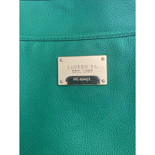 Lauren Ralph Lauren Leather Pebbled Crossbody Green Gold Hardware - Image 3