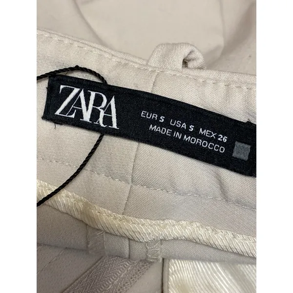 Zara Women's White High Waisted Wide Leg Baggy Trousers Dress Pants Size S - Image 5