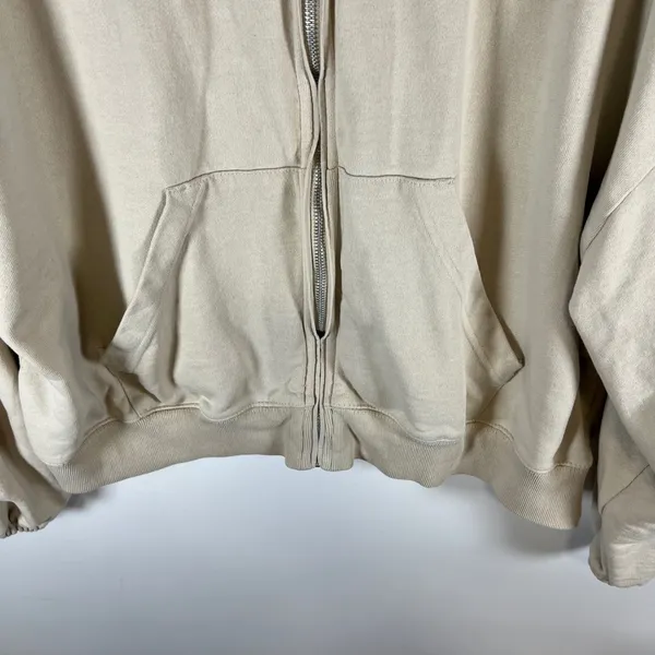 Standard Cloth Womens Tan Full Zip Sweatshirt Mock Neck Cotton Jacket‎ Small - Image 3