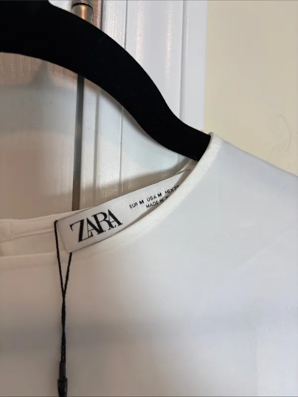 Zara White Asymmetrical Cropped Long-Sleeve Cape Top NWT - Image 6