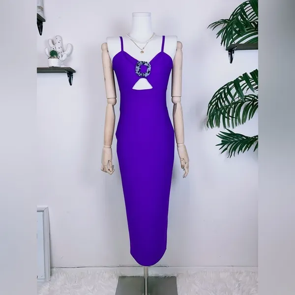 Elliatt Rosemaire Bandage Bodycon Midi Dress Purple Size Small NWT - Image 2
