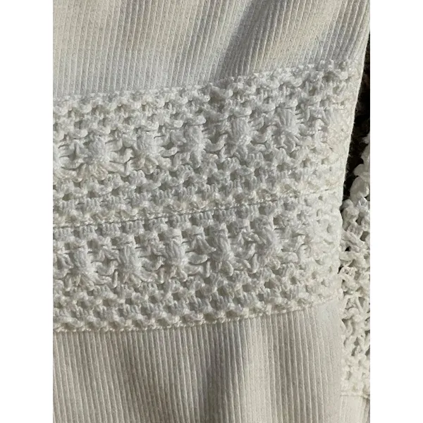 Vintage Prana Cream Blouse Womens Medium Used Organic Cotton Crochet Top - Image 5
