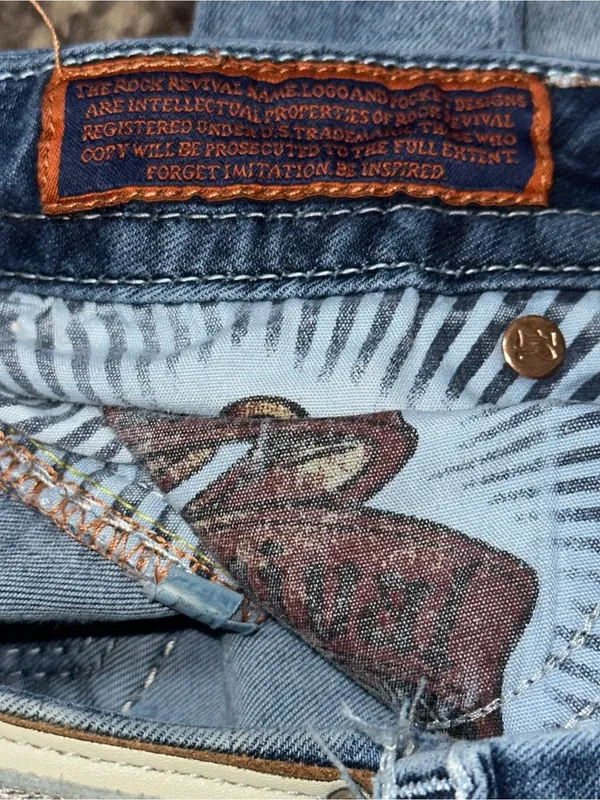 Rock Revival Denim Women’s Size 26 Blue Straight Leg Distressed Embellished Flap - Image 8