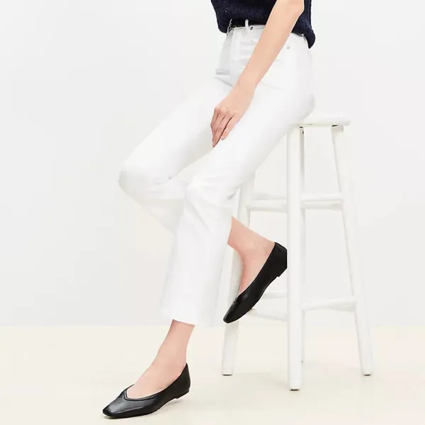NWT LOFT kick crop high rise curvy fit stretch denim jeans white 14/32 - Image 2