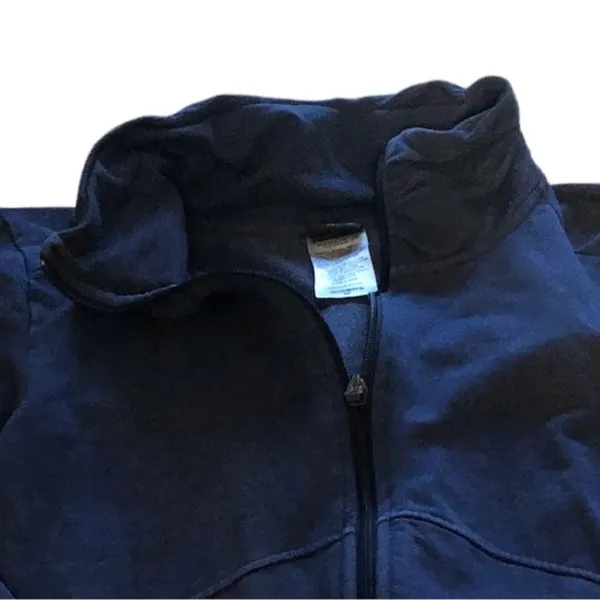 Patagonia Organic Cotton Navy Zip Up Gorpcore Sweatshirt Thumbholes M - Image 8
