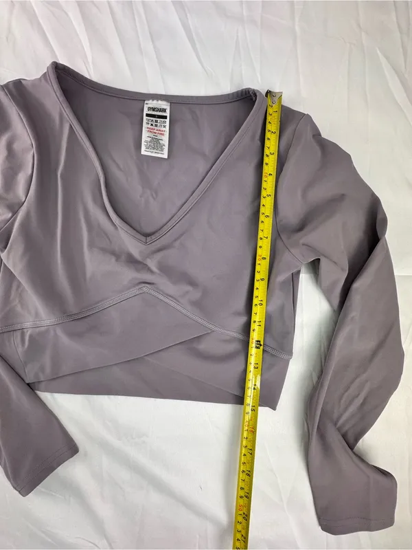 Gymshark Lavender Wrap-Front Long Sleeve Crop Top - Image 6