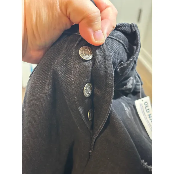 Old Navy NWT Women Size 4 High-Rise Slouchy Straight Black Distressed Crop Jeans - Image 3