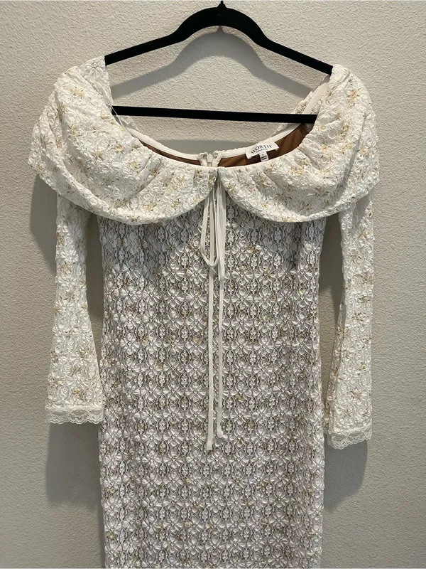Worth Collective Ella Lace Maxi Dress size Large L Tiny Yellow Floral Print nwot - Image 8