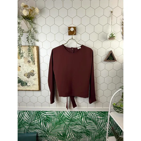 Wilfred by Aritzia Laon Copper Brown Open Back Blouse - Size - Small - Image 4