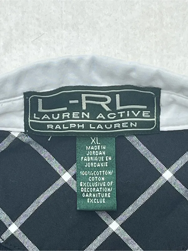 Lauren Active Ralph Lauren Womens Black White Rugby Polo Shirt w/Crest Logo XL - Image 8