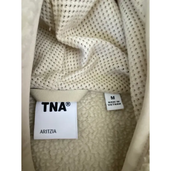 Aritzia TNA Sherpa Fleece Hoodie Cream Pullover Sweatshirt M - Image 3