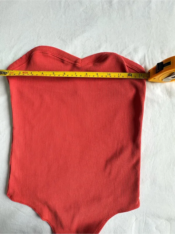 Abercrombie Soft A&F Ribbed Bodysuit Rust Copper M coral - Image 6