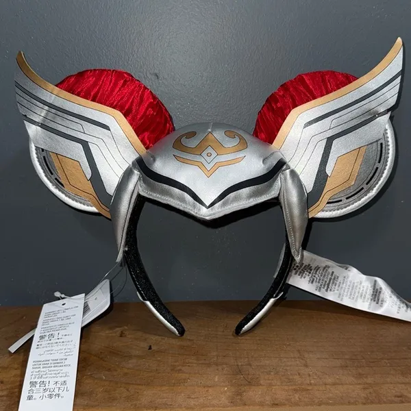 Disney Marvel Mighty Thor Mickey ears silver red gold winged helmet headband NEW - Image 9