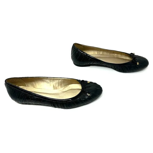 fs/ny Size 6 Flats Black Ballet Slip on Bow Tie Solid Casual Everyday‎ Basic - Image 3