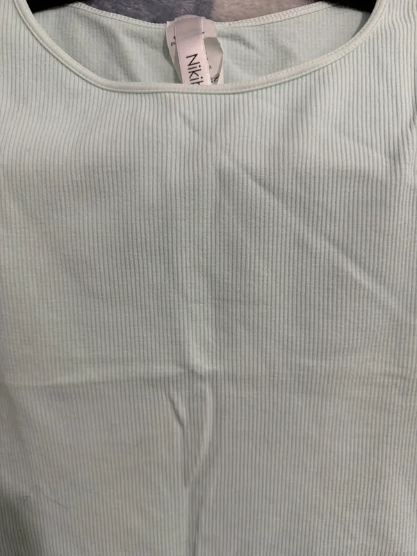 Nikibiki Ribbed Seamless High Neck Crop Tank Top Mint Green OS - Image 2