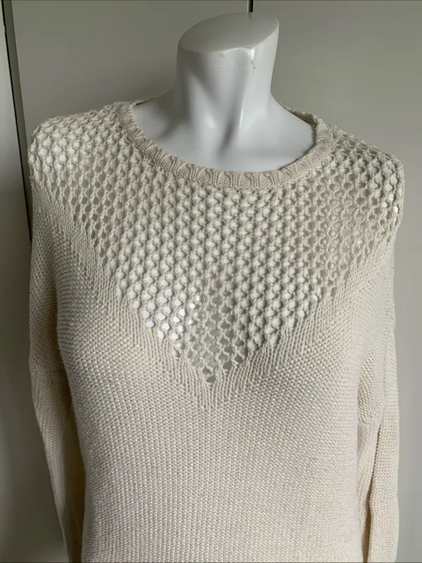 Roxy size small Ivory long sleeve knit pullover tunic sweater - Image 4