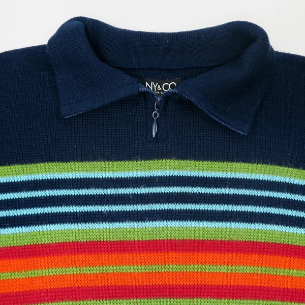 Vintage 90s NY & Co Rainbow Quarter Zip Sweater - Image 5