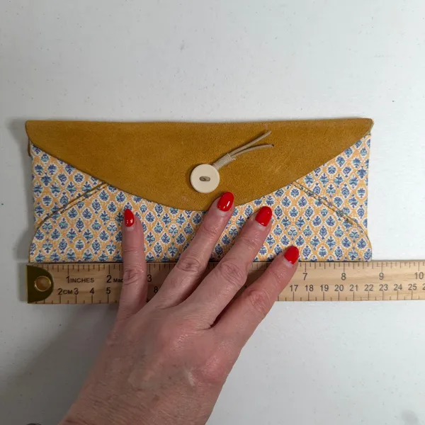 Anthropologie Georgia Penil Pouch Envelope Clutch Mustard Yellow Suede Boho Bag - Image 13