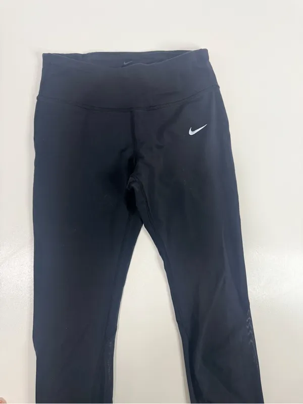 Nike Black Leggings with Silver Swoosh - Image 2