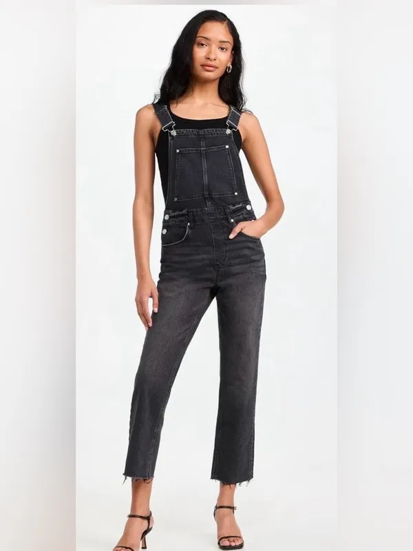 NWT PAIGE Black Washed Denim Overalls - Image 3