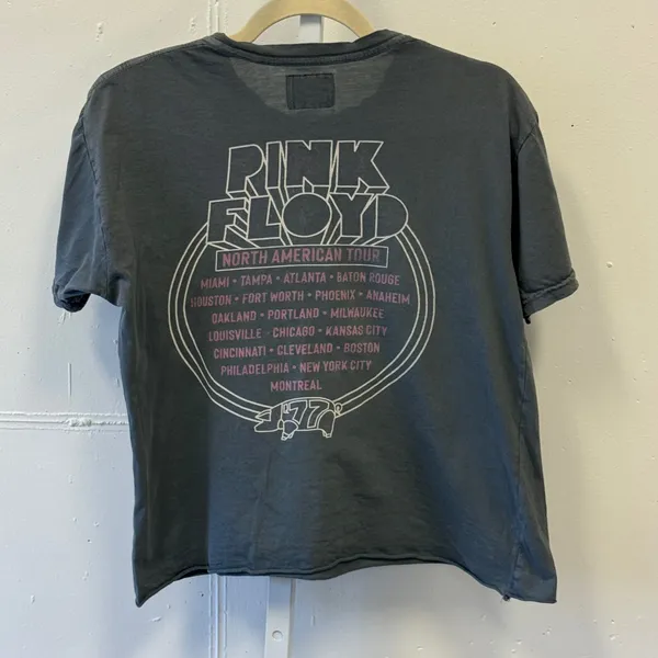 Retrobrand Pink Floyd 1977 North American Tour Graphic T-Shirt Faded Black Small - Image 5