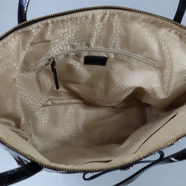 Kate Spade Sophie Camellia‎ Street Tote Bag Black Patent Leather Polka Dot Bow - Image 7