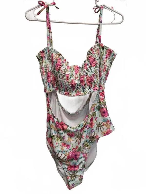 Decree Island Escape Floral Smocked Open One Piece Swimsuit Plus Size XXL - Image 3