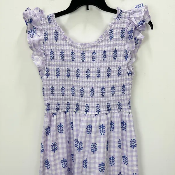 J.Crew Tall Ruffle Sleeve Smocked Midi Dress Printed Cotton A Line Large NWT - Image 10