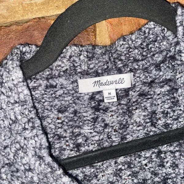 Madewell Grey Cable Knit V-Neck Cropped Cardigan Sweater Women's Size Medium - Image 5