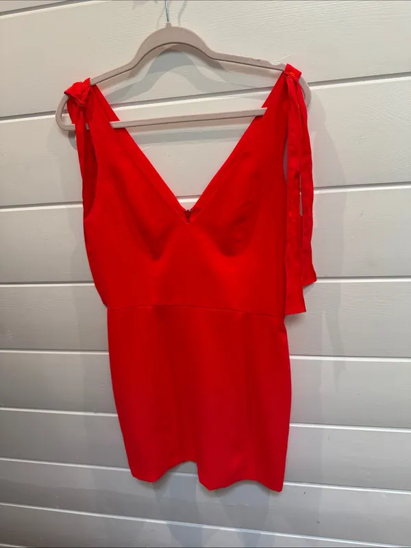 Amanda Uprichard allora Red Tie-Shoulder V-Neck Mini Dress medium - Image 2