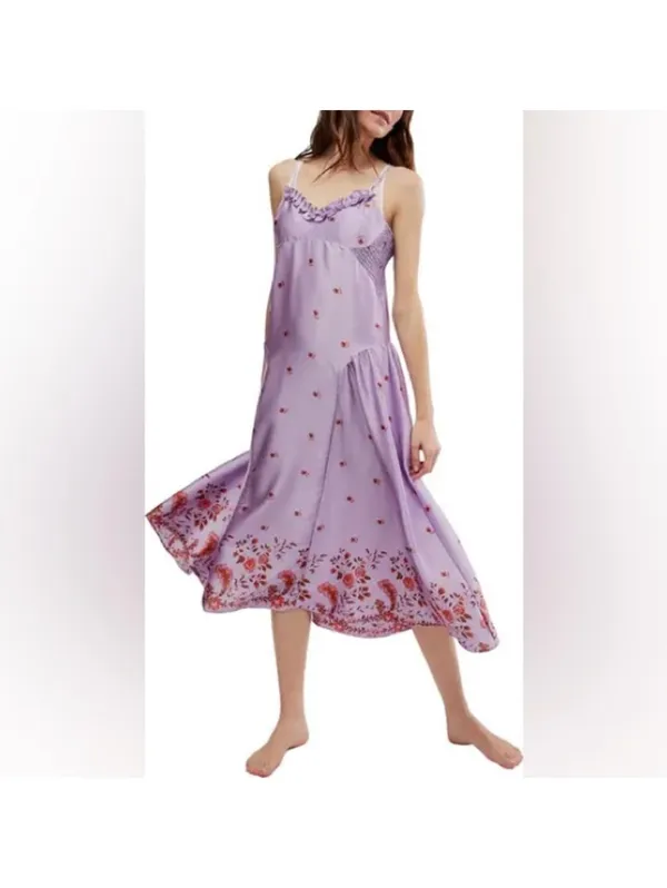 NWT Intimately Free People On My Own Printed Midi Dress in Lilac Combo Small - Image 2