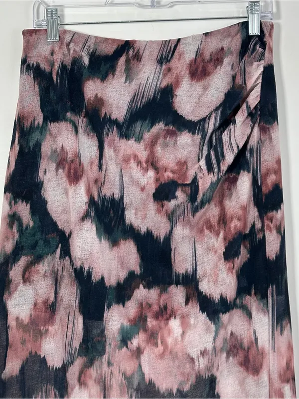Abercrombie Floral Ruched Midi Skirt Women’s Medium Pink Black Bodycon - Image 3