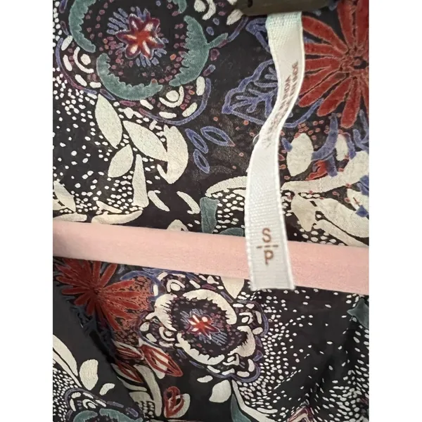 Free People Womens Small Black Stealing Fire‎ Henley Dress Floral Long Sleeve - Image 3