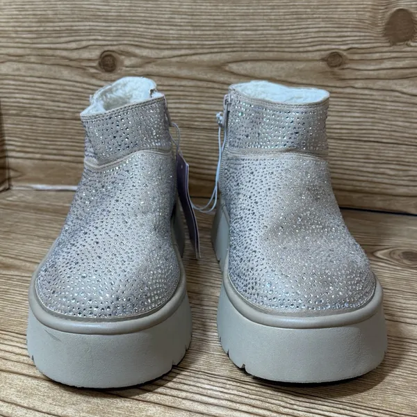 Wild Fable Missy Platform Boots Sz 6 Memory Foam Insole Beige Rhinestone Booties - Image 2