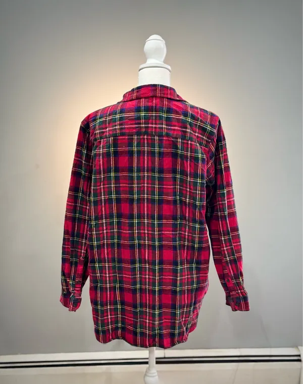 Red L.L. Bean Relaxed Fit Flannel Button Down Size XLP EUC - Image 2