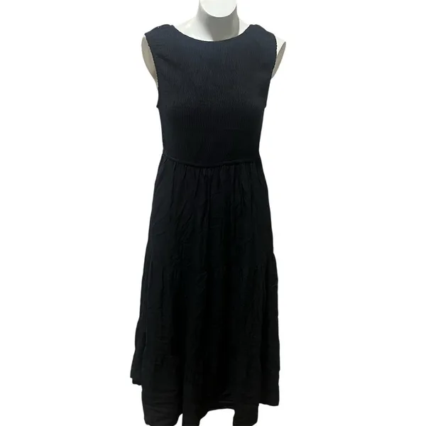 ZESICA Maxi Dress Womens Size L Black Sleeveless High Neck Tie-Back Long - Image 6