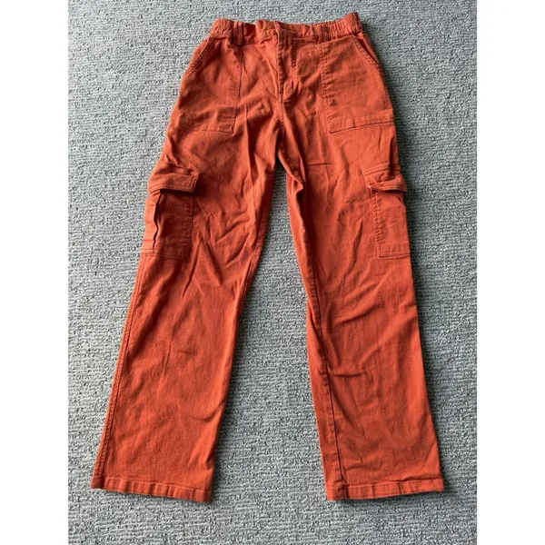 Lepunuo Women Burnt Orange Cargo Pants Straight Leg Stretch Cotton‎ Size S - Image 2