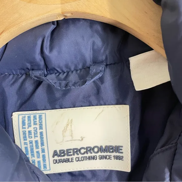 Abercrombie & Fitch Vintage Puffer Vest Blue Quilted Hooded Women’s Y2K - Image 10