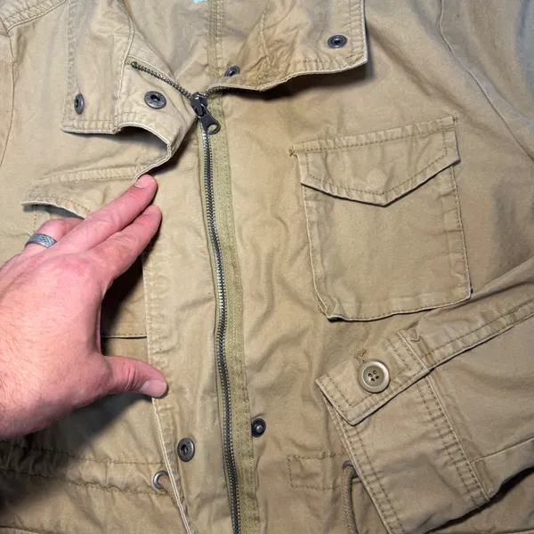 Old Navy Tan Utility Jacket Military Style Pockets 100%‎ Cotton Womens Small - Image 8