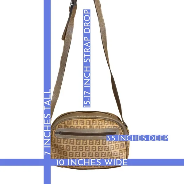 Vintage 1990'S Fendi Zucchino Ff Logo Brown Coated Canvas W/Leather Trim Bag - Image 14
