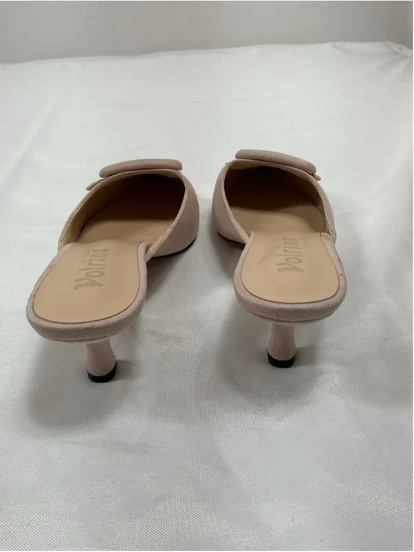 Womans Excellent Volrina Slip On Mules 9 Pink Kitten Heel Buckle Accent - Image 4