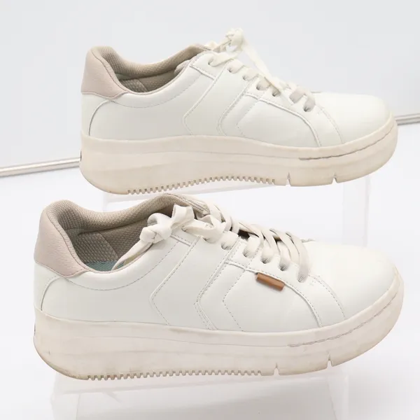 Dr. Scholls Sadie White Platform Sneakers Womens Size 8 Lace Up Fashion Shoes - Image 2